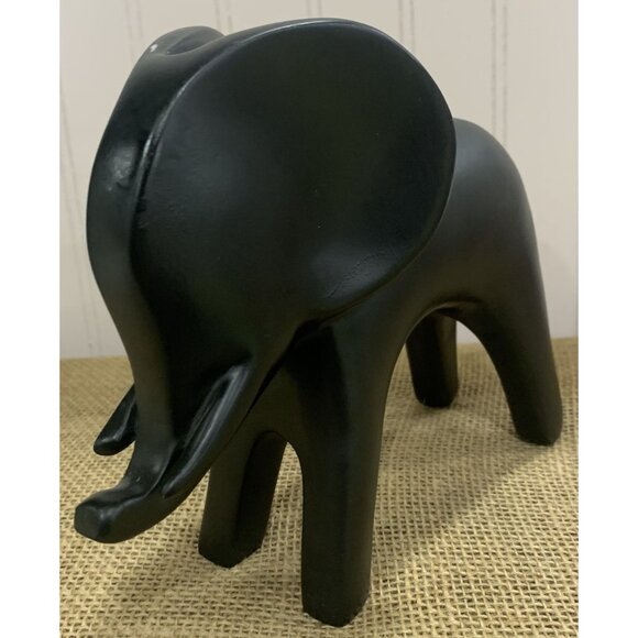 Black Wooden Rhino and Elephant Hand Carved Figurine or Paper Weight - Picture 12 of 16